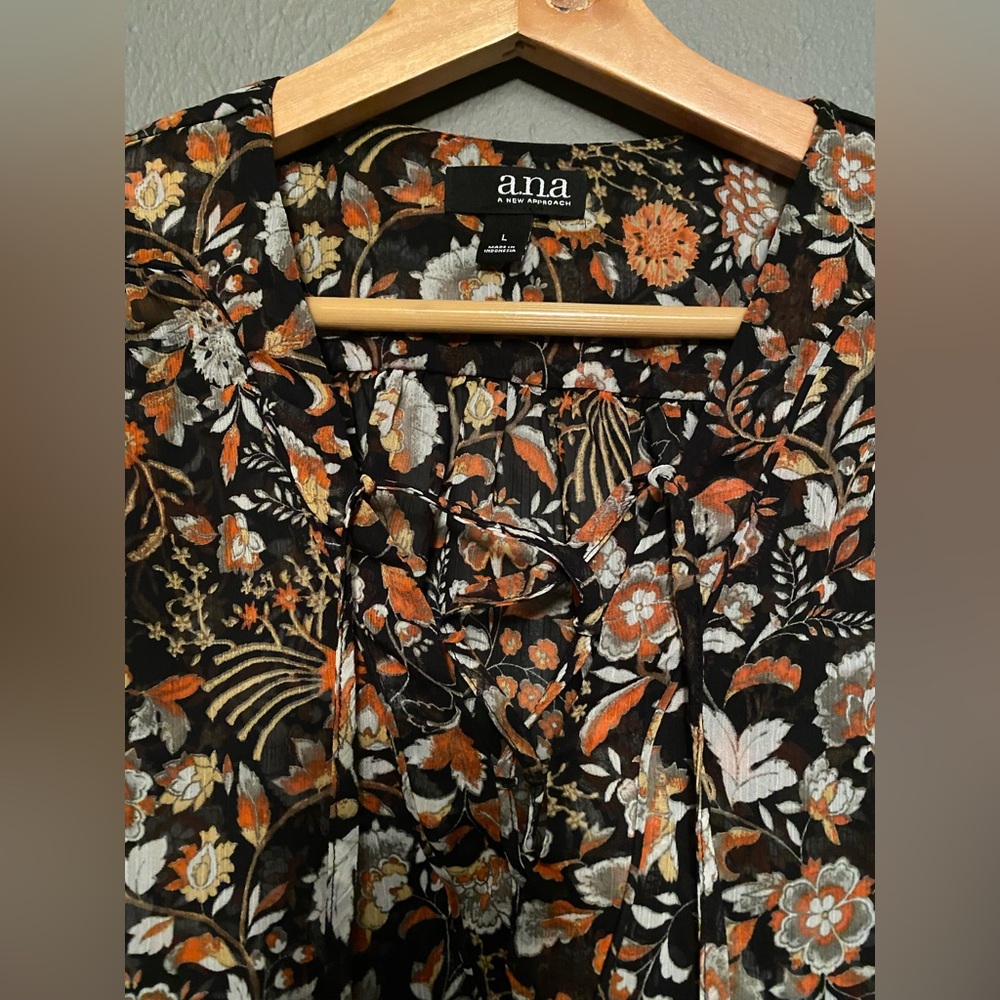 A.N.A Women’s Multicolor Floral Blouse (size L) - Picture 4 of 15